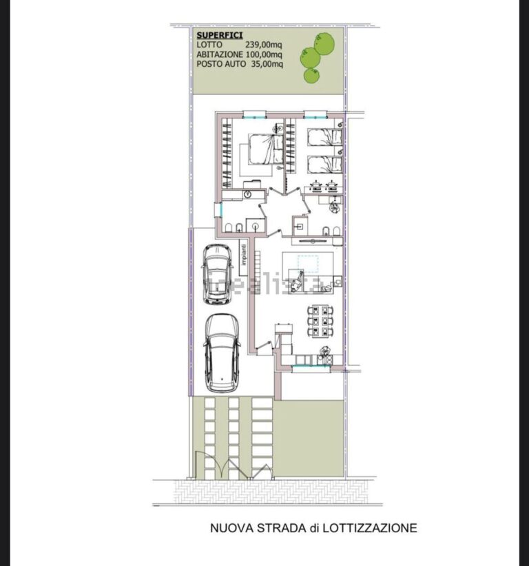Planimetria 1 – Villa nuova su un unico livello a Pairana